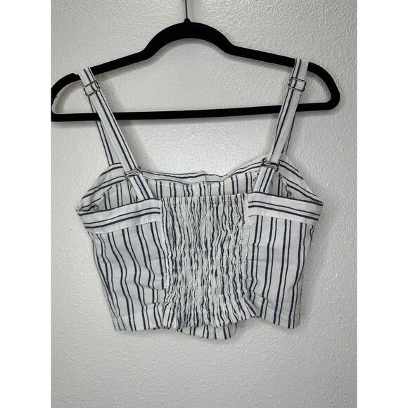 Brandy Melville Astrid White & Black Stripe Button Down Crop Top - Picture 8 of 11